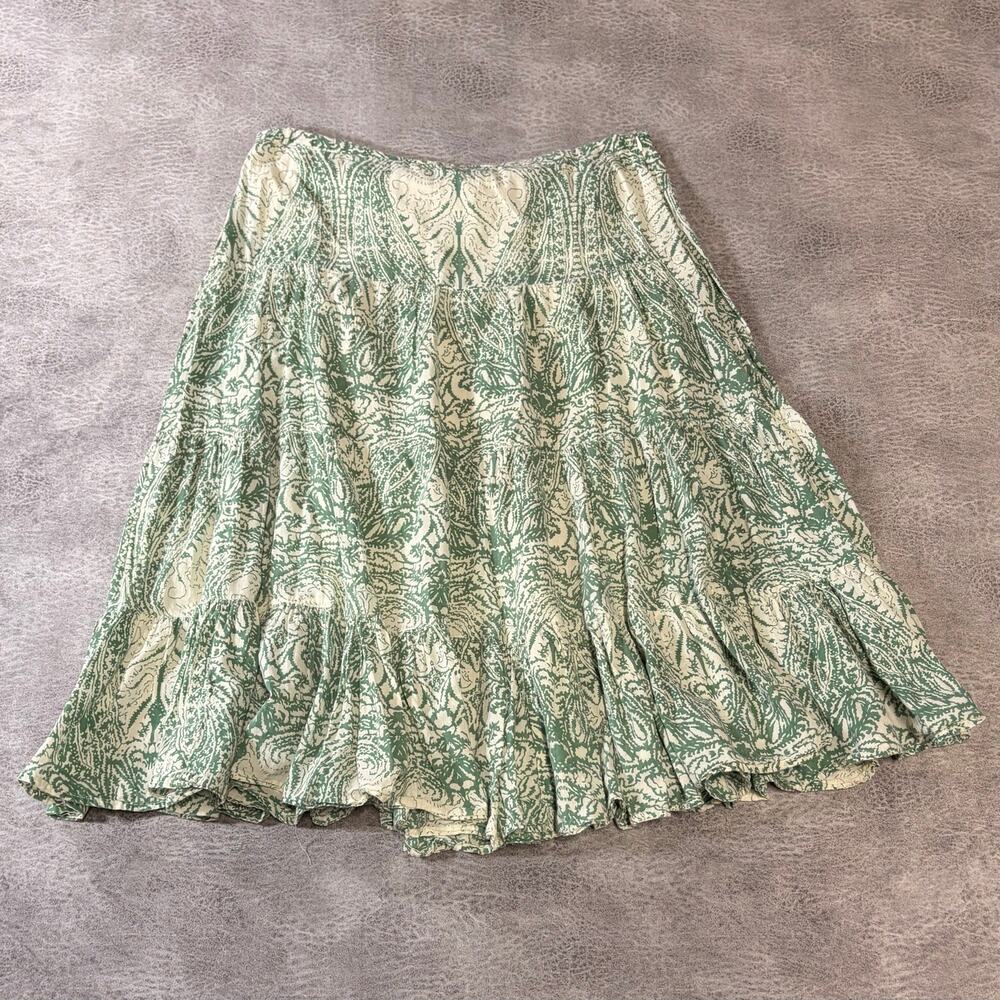 Green Paisley Tiered Maxi Skirt